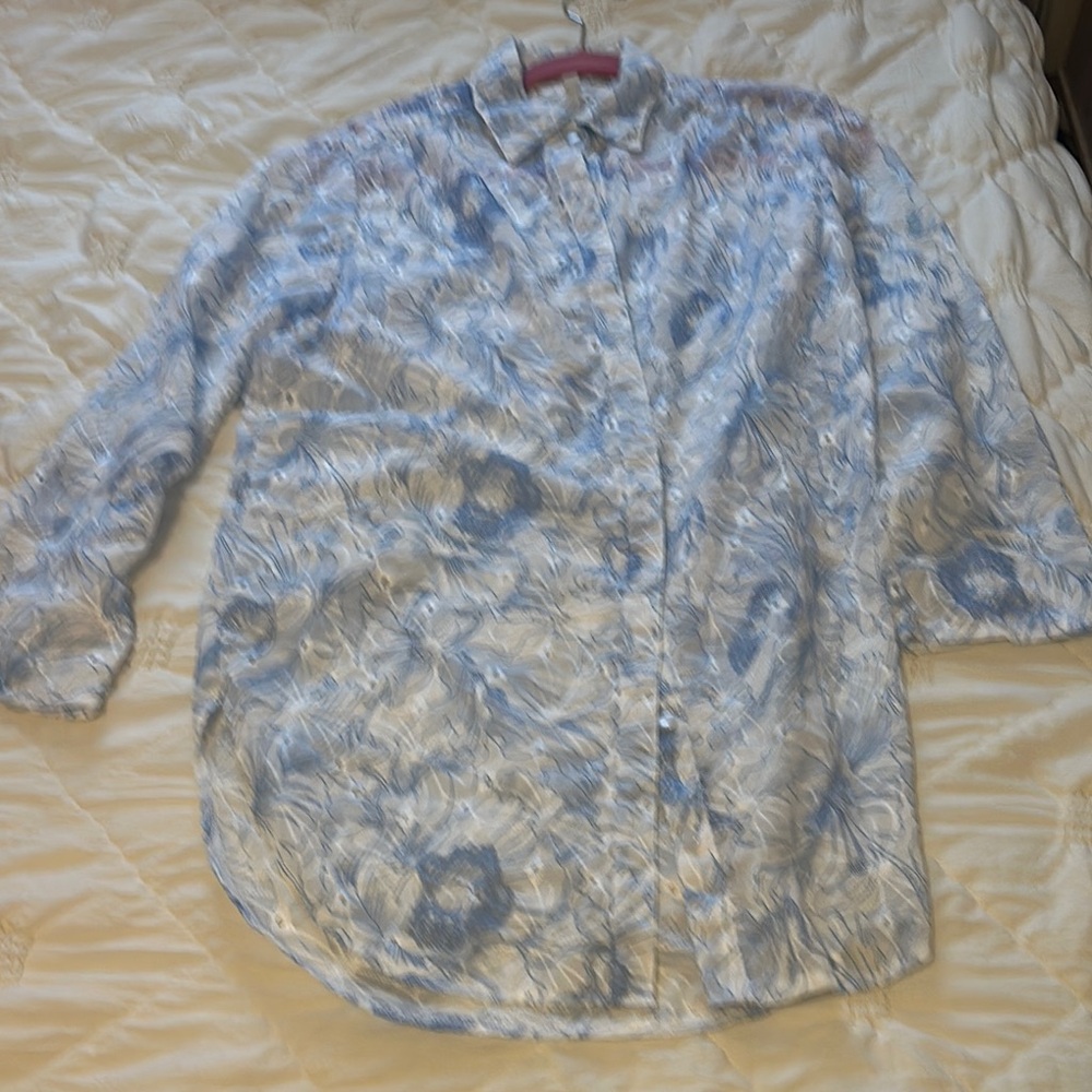Adiva Blue and White Patterned Shirt